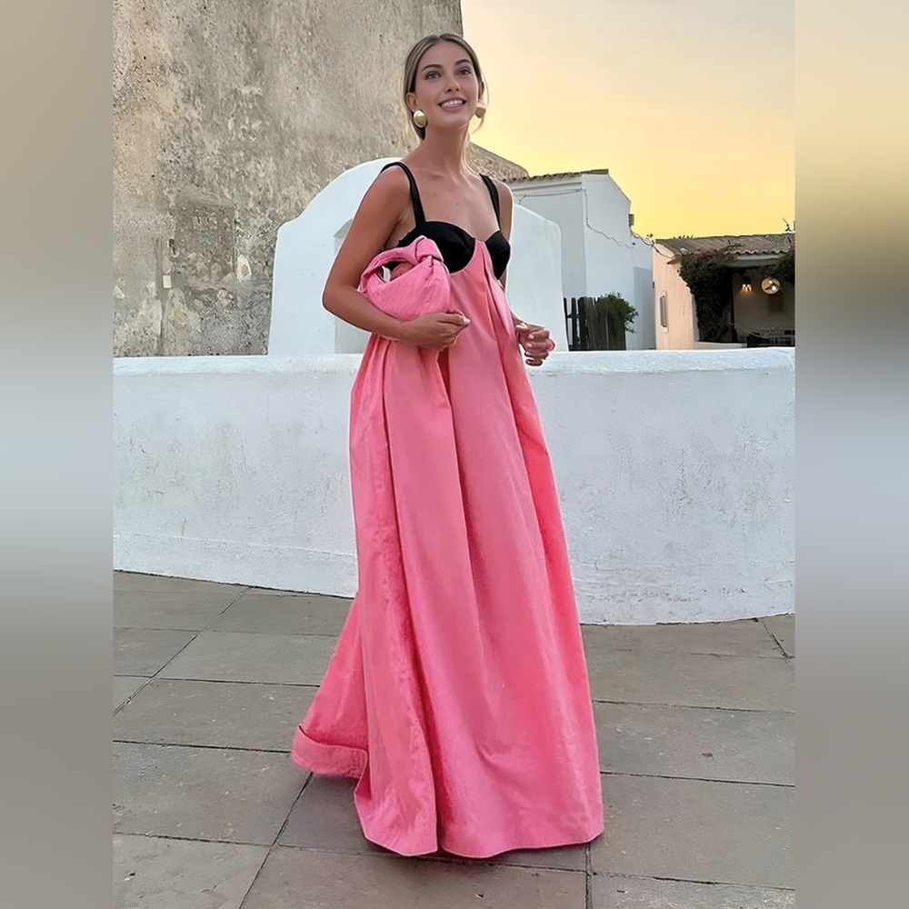 Pink & Black Maxi Dress